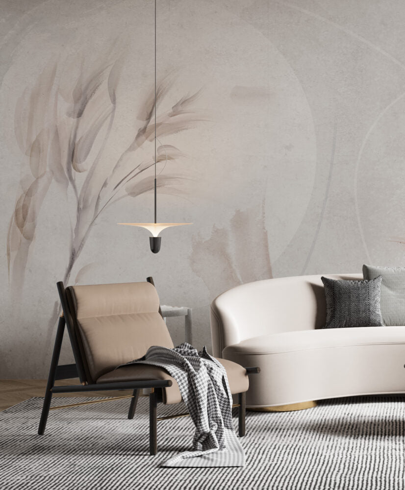 Soft Wheat Wallpaper : Watercolor Grain Stalks Mural - View 6