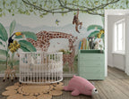 Safari Pairs Wallpaper : Giraffes and Zebras Jungle Mural - View 3