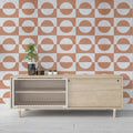 Terracotta Semicircle Wallpaper : Retro Geometric Pattern