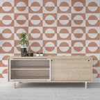 Terracotta Semicircle Wallpaper : Retro Geometric Pattern