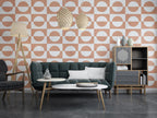Terracotta Semicircle Wallpaper : Retro Geometric Pattern - View 3