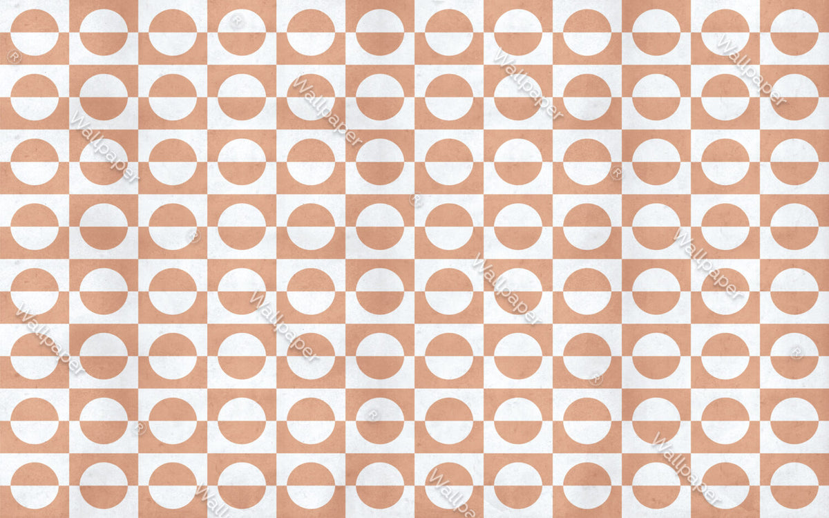 Terracotta Semicircle Wallpaper : Retro Geometric Pattern - View 2