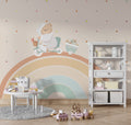 Rainbow Bike Ride Wallpaper : Pastel Bunny Nursery Mural