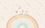 Rainbow Bike Ride Wallpaper : Pastel Bunny Nursery Mural - View 2