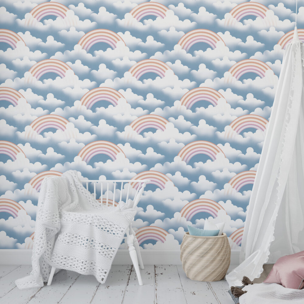 Rainbow Clouds Wallpaper : Pastel Sky Kids Pattern