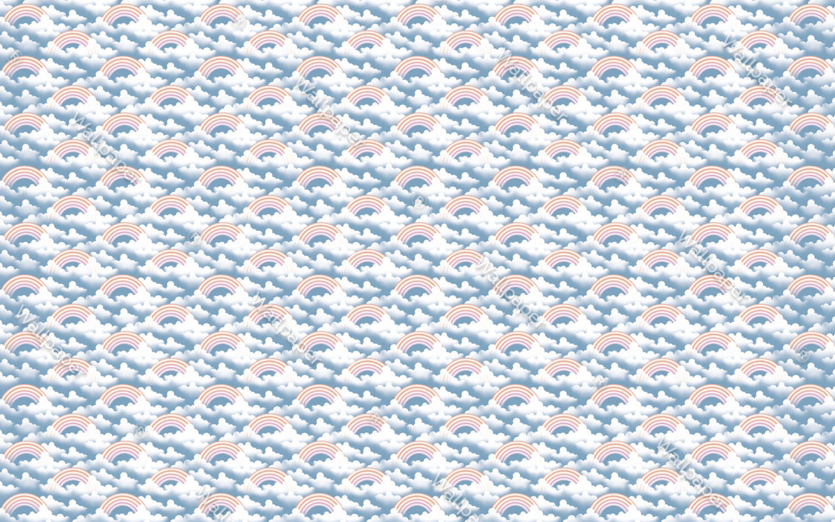 Rainbow Clouds Wallpaper : Pastel Sky Kids Pattern - View 2
