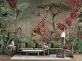 Giraffe Jungle Wallpaper : Red Leaf Safari Mural