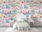 Colorful Rainbows Wallpaper : Sun and Hills Kids Pattern - View 4