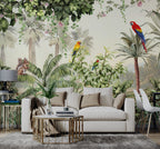 Jungle Parrots Wallpaper : Lush Green Forest Mural - View 4