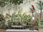 Jungle Parrots Wallpaper : Lush Green Forest Mural - View 5