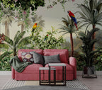 Jungle Parrots Wallpaper : Lush Green Forest Mural - View 6