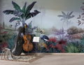 Crowned Crane Wallpaper : Misty Riverside Jungle Mural