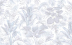 Soft Grey Leaves Wallpaper : Monochrome Palm Fronds Mural - View 2