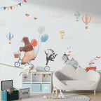 Circus Tightrope Animals Wallpaper : Kids Balloon Mural - View 5