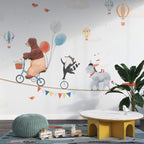 Circus Tightrope Animals Wallpaper : Kids Balloon Mural