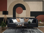 Boho Geometric Wallpaper : Beige and Brown Arches Mural - View 5