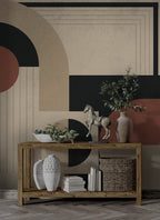 Boho Geometric Wallpaper : Beige and Brown Arches Mural - View 6