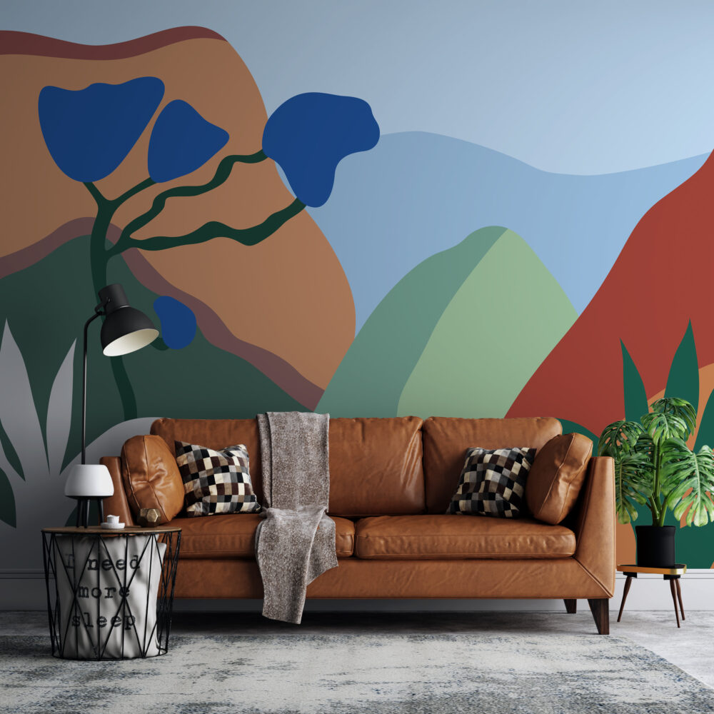 Boho Mountains Wallpaper : Colorful Abstract Hills Mural - View 4