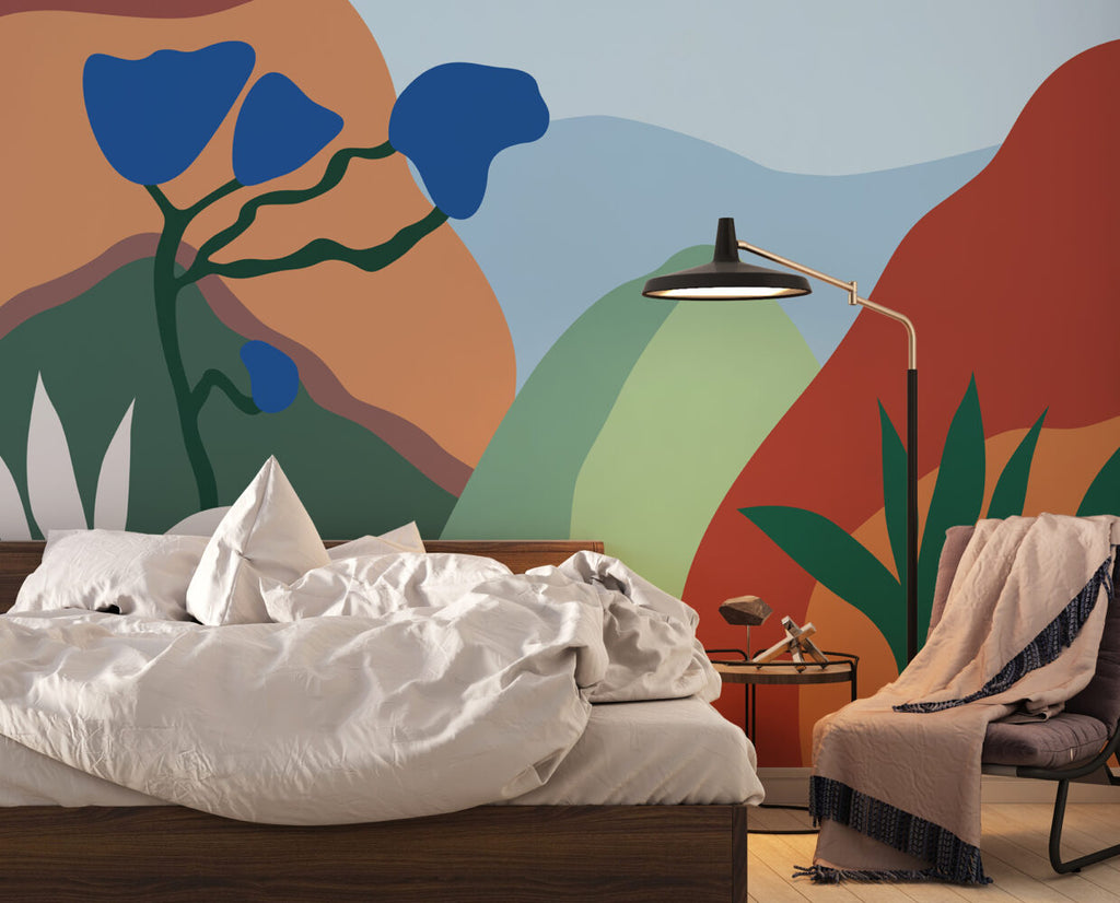 Boho Mountains Wallpaper : Colorful Abstract Hills Mural - View 5