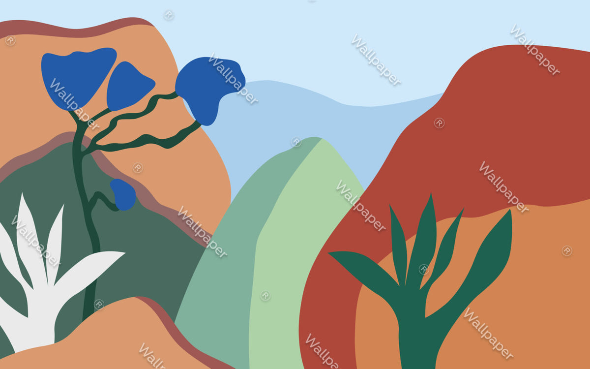 Boho Mountains Wallpaper : Colorful Abstract Hills Mural - View 2