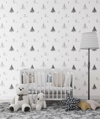 Minimalist Pine Bunny Wallpaper : Scandi Kids Pattern - View 6