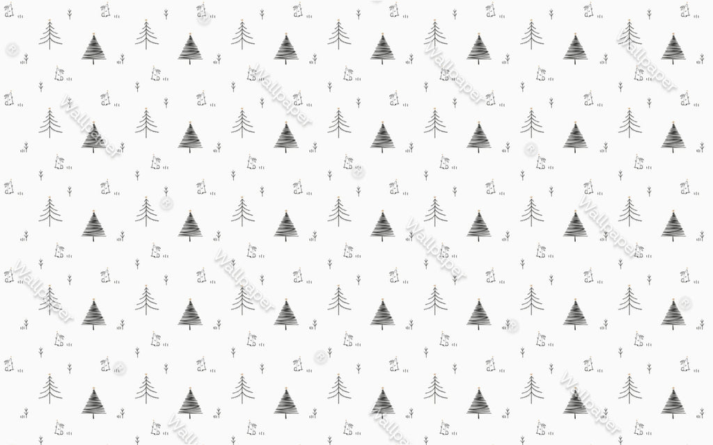 Minimalist Pine Bunny Wallpaper : Scandi Kids Pattern - View 2