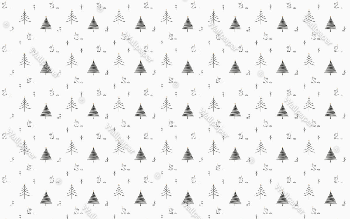 Minimalist Pine Bunny Wallpaper : Scandi Kids Pattern - View 2