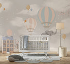 Balloon Elephant Wallpaper : Grey Sky Nursery Mural - View 4