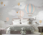Balloon Elephant Wallpaper : Grey Sky Nursery Mural - View 6