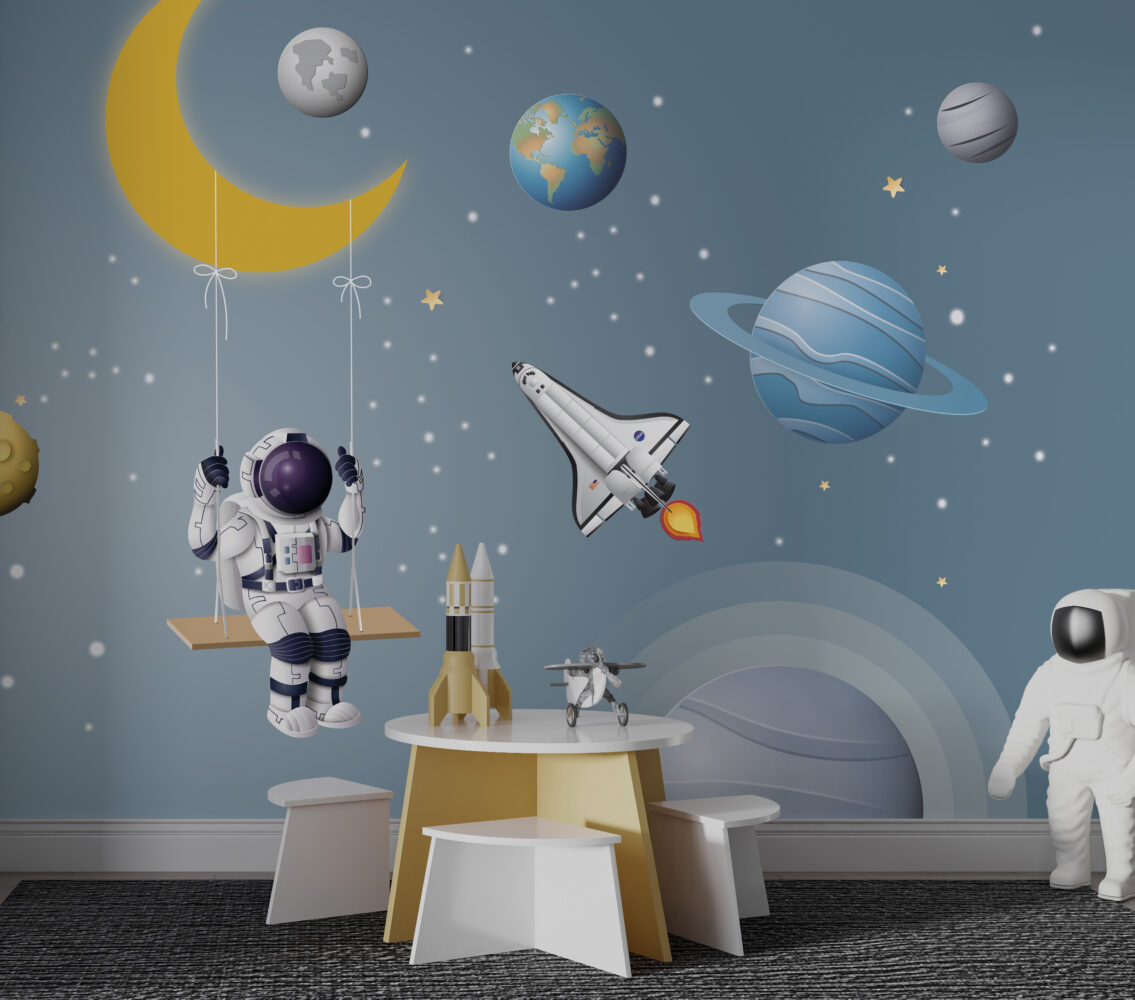Moon Swing Astronaut Wallpaper : Space Shuttle Kids Mural