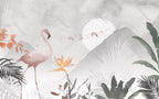 Moonlit Flamingo Wallpaper : Soft Tropical Watercolor Mural - View 2