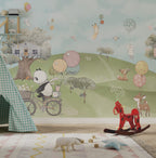 Balloon Panda Wallpaper : Green Hills Woodland Kids Mural - View 6