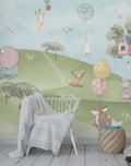 Balloon Panda Wallpaper : Green Hills Woodland Kids Mural