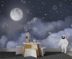 Moonlight Line Astronaut Wallpaper : Night Sky Kids Mural - View 6