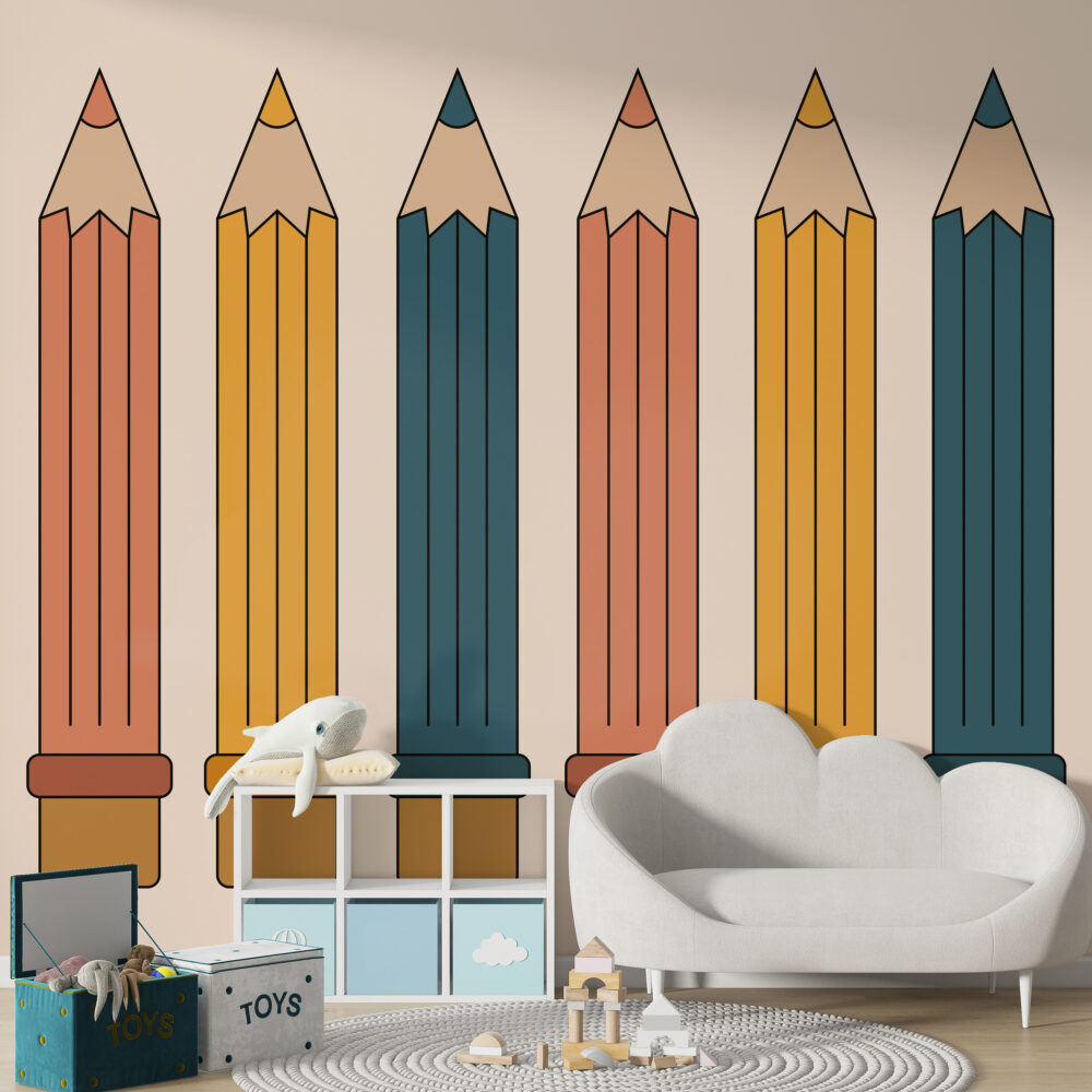 Colored Pencils Wallpaper : Giant Crayon Kids Mural - View 4