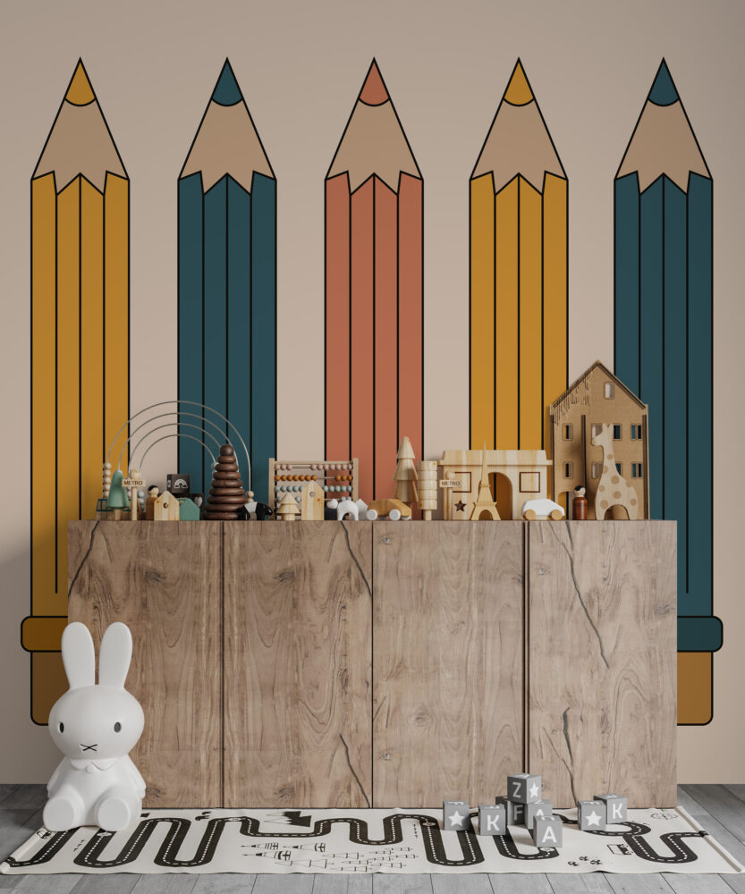 Colored Pencils Wallpaper : Giant Crayon Kids Mural - View 5