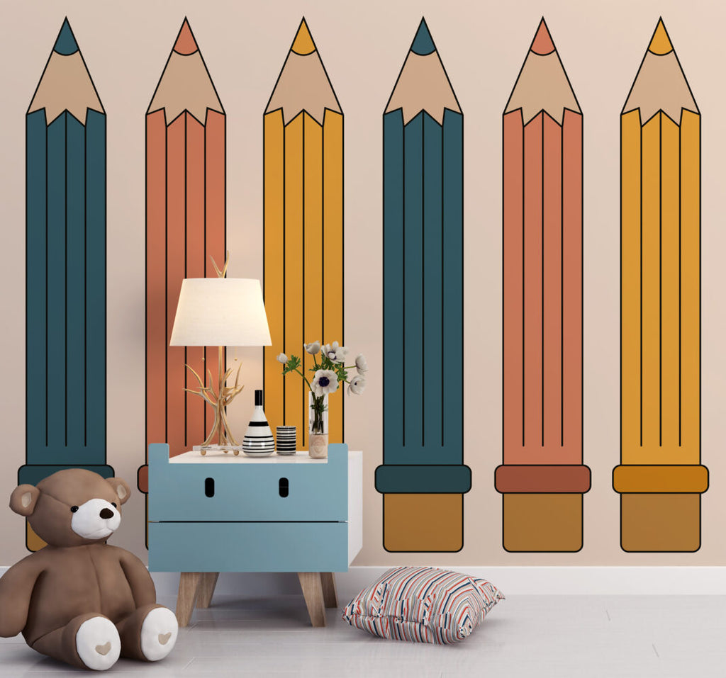 Colored Pencils Wallpaper : Giant Crayon Kids Mural
