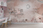 Dreamy Carousel Wallpaper : Pink Zebra and Butterflies Mural - View 3