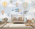 Airplane and Balloon Elephant Wallpaper : Sky Nursery Mural