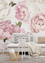 Pink Peony Rose Wallpaper : Large Blooms Floral Mural - View 4