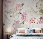 Pink Peony Rose Wallpaper : Large Blooms Floral Mural - View 5