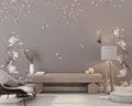 Hanging Blossoms Pheasant Wallpaper : Mauve Chinoiserie Mural