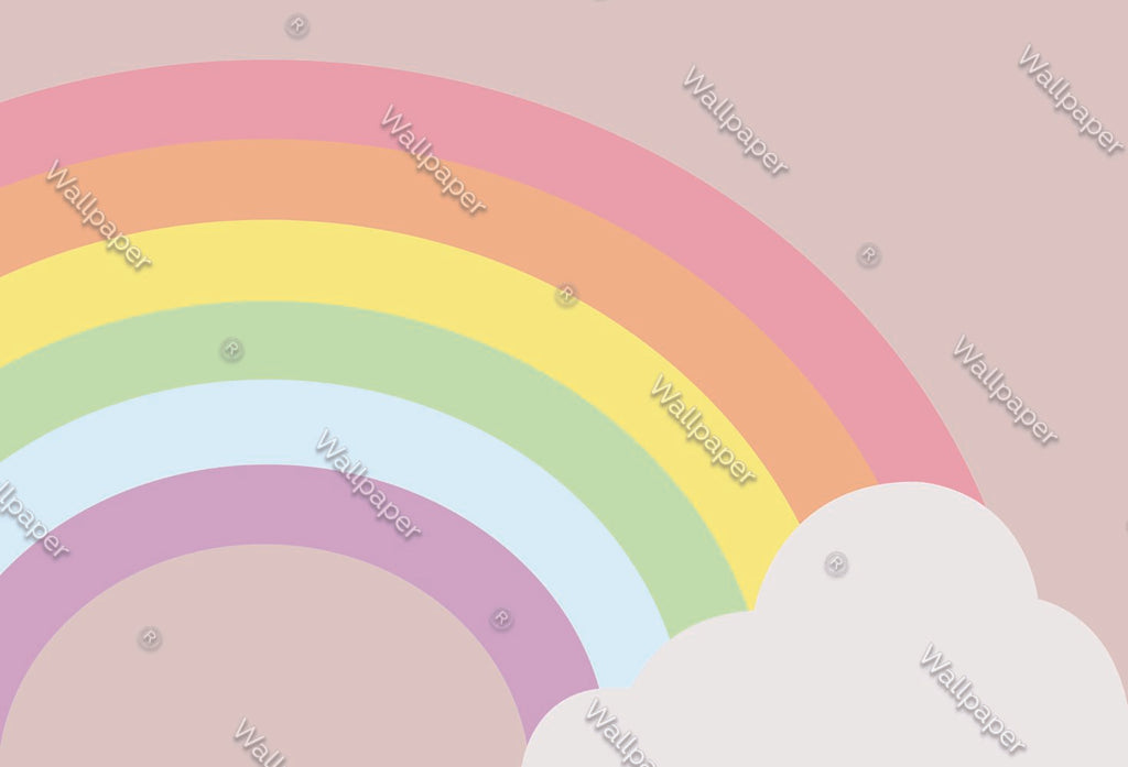 Pastel Rainbow Wallpaper : Soft Clouds Nursery Mural - View 2