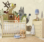 Woodland Animal Friends Wallpaper : Cream Forest Critters Mural - View 3
