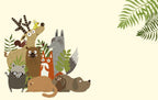 Woodland Animal Friends Wallpaper : Cream Forest Critters Mural - flat design