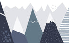 Pointed Mountain Kids Wallpaper : Navy Scandinavian Peaks Mural - flat design