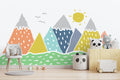 Colorful Mountains Sun Wallpaper : Scandi Kids Mural