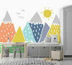 Colorful Mountains Sun Wallpaper : Scandi Kids Mural - View 5