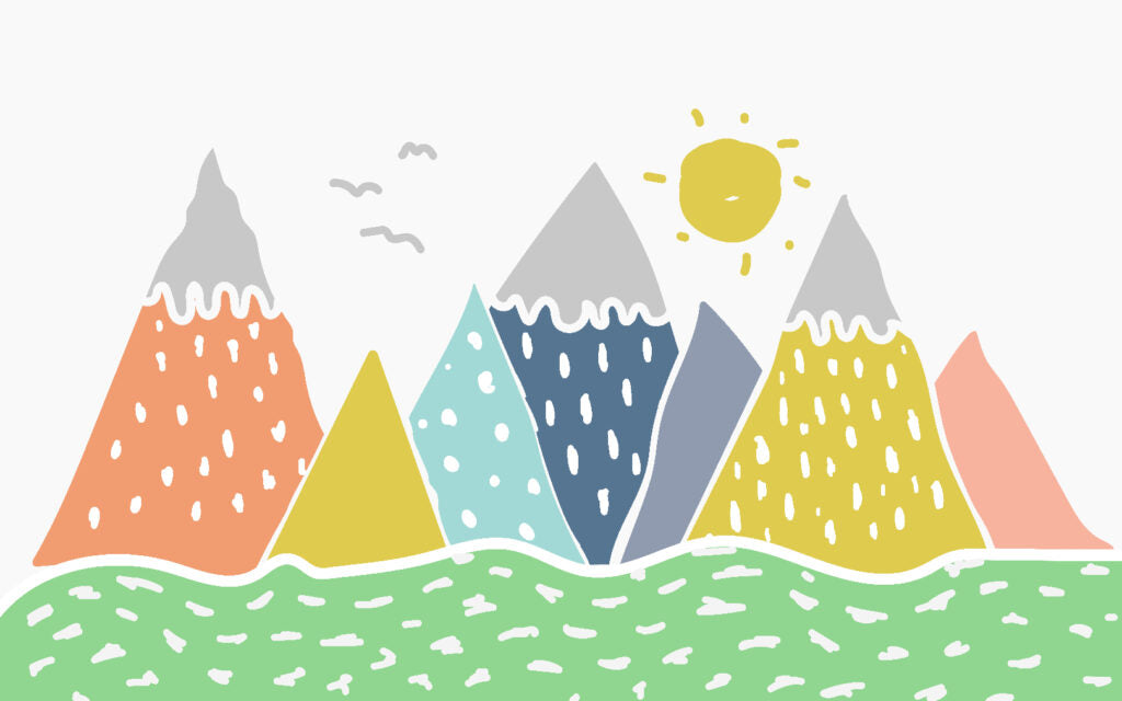 Colorful Mountains Sun Wallpaper : Scandi Kids Mural - View 2