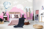 Pink Mountains Wallpaper : Hot Air Balloon Kids Mural - View 3